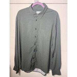 &Collar Athletic Fit Men's Performance Dress Shirt Green Gingham XL